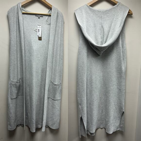 Cyrus Sweaters - NWT Cyrus Hooded Sleeveless Cardigan Duster Silver Grey Size L